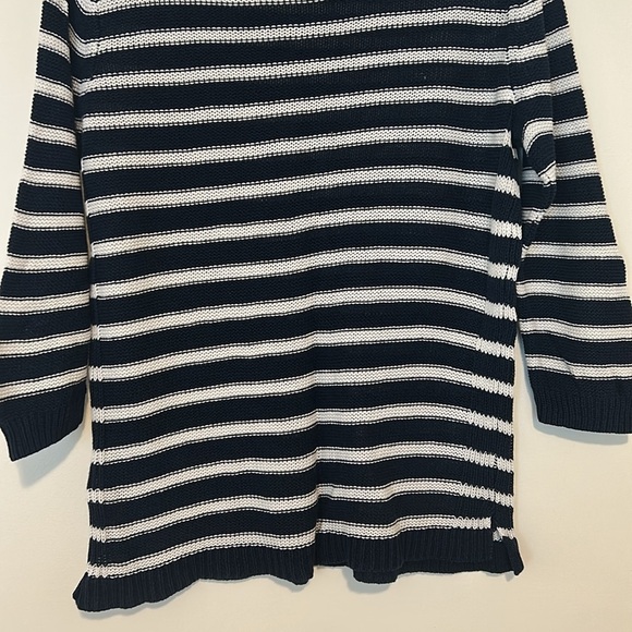 Chaps Denim Striped Navy and White Knit Sweater, Large - Picture 9 of 12